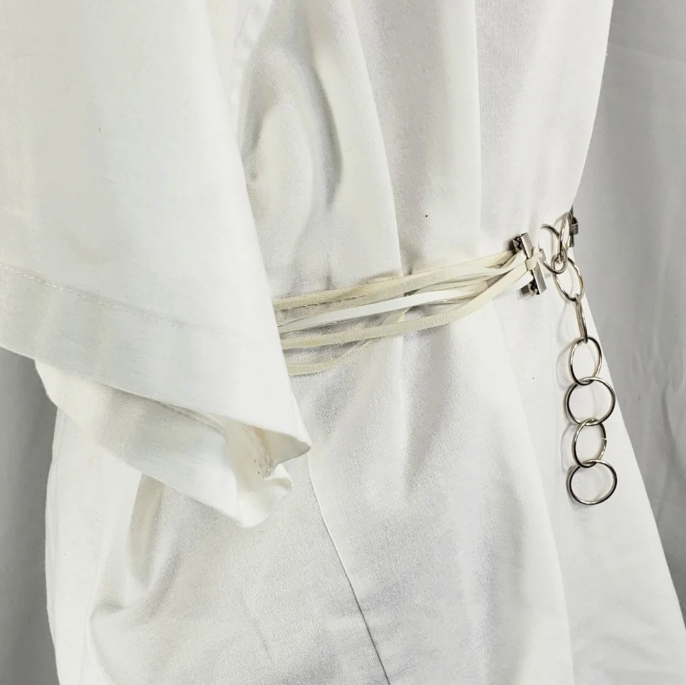 Designer Western Style White w/Multi  Leather Wooden Bead Accents Belt
